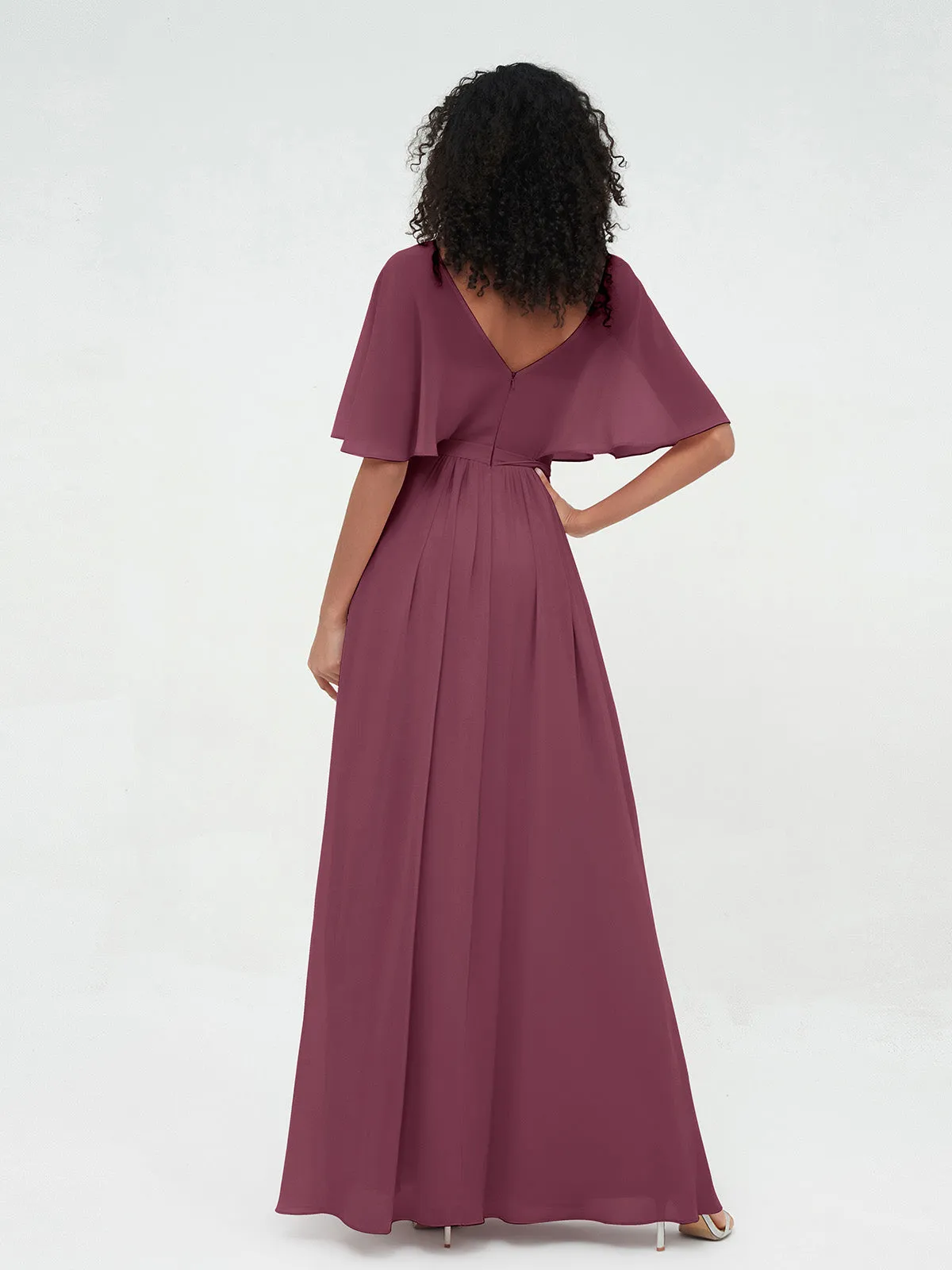 Illusion Sweetheart Neck Chiffon Max Dresses-Mulberry Plus Size