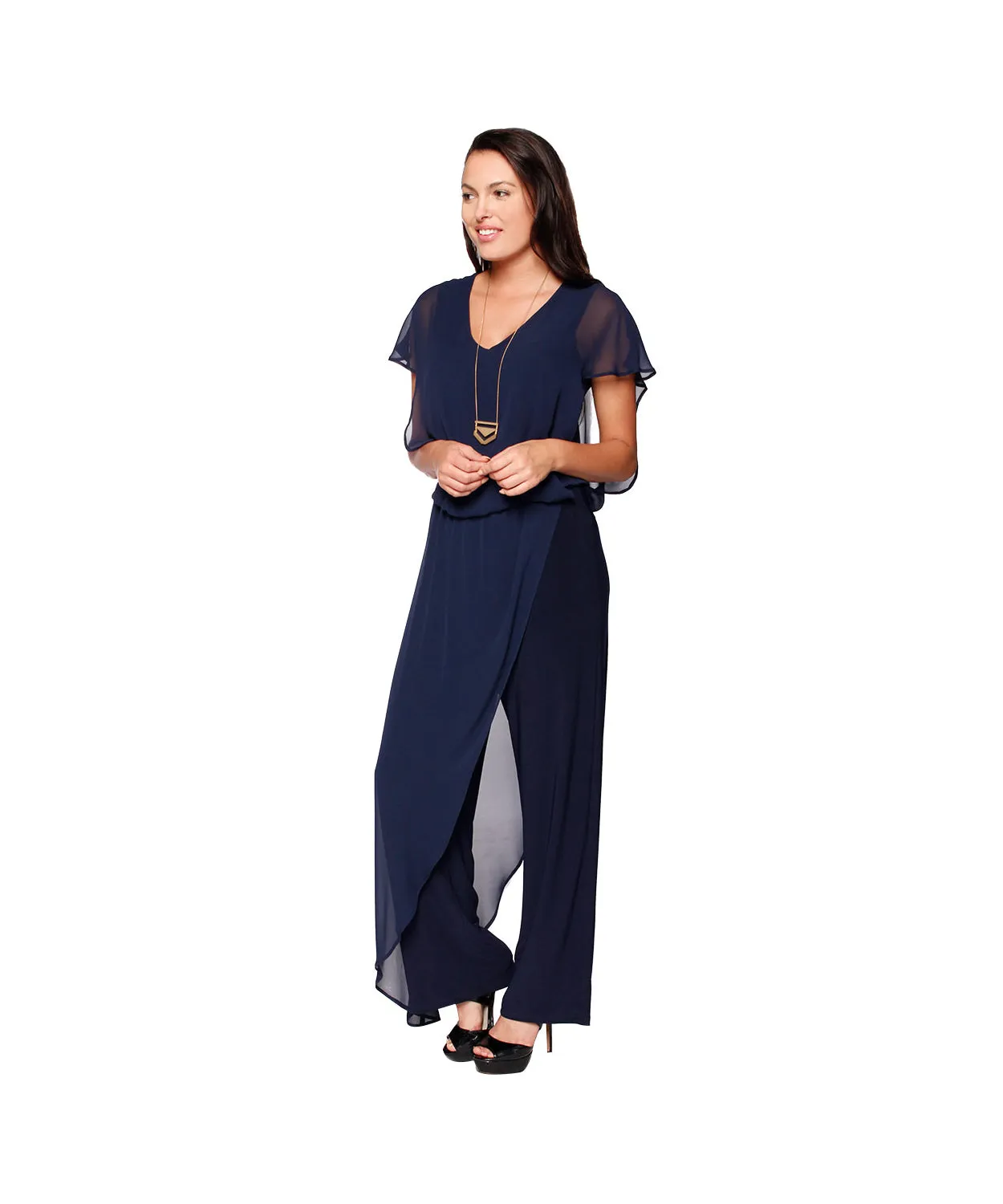 Jumpsuit With Chiffon Overlay