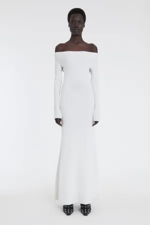 Knit Maxi Off Shoulder Dress Ivory
