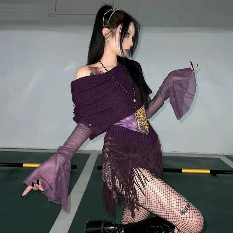 Lilith Off-Shoulder Mesh Sleeve Top