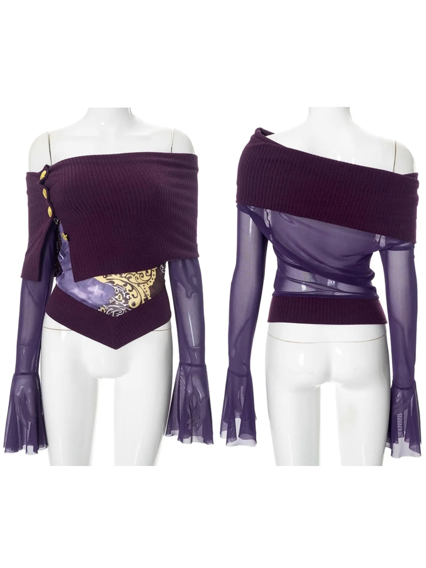 Lilith Off-Shoulder Mesh Sleeve Top