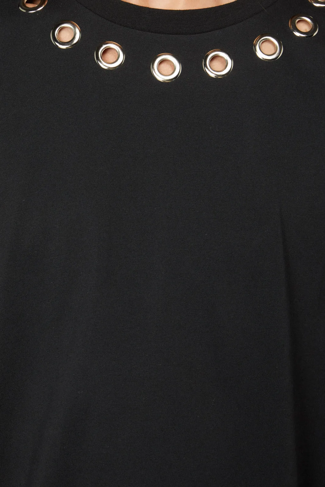 Metal Eyelet Oversized Tee