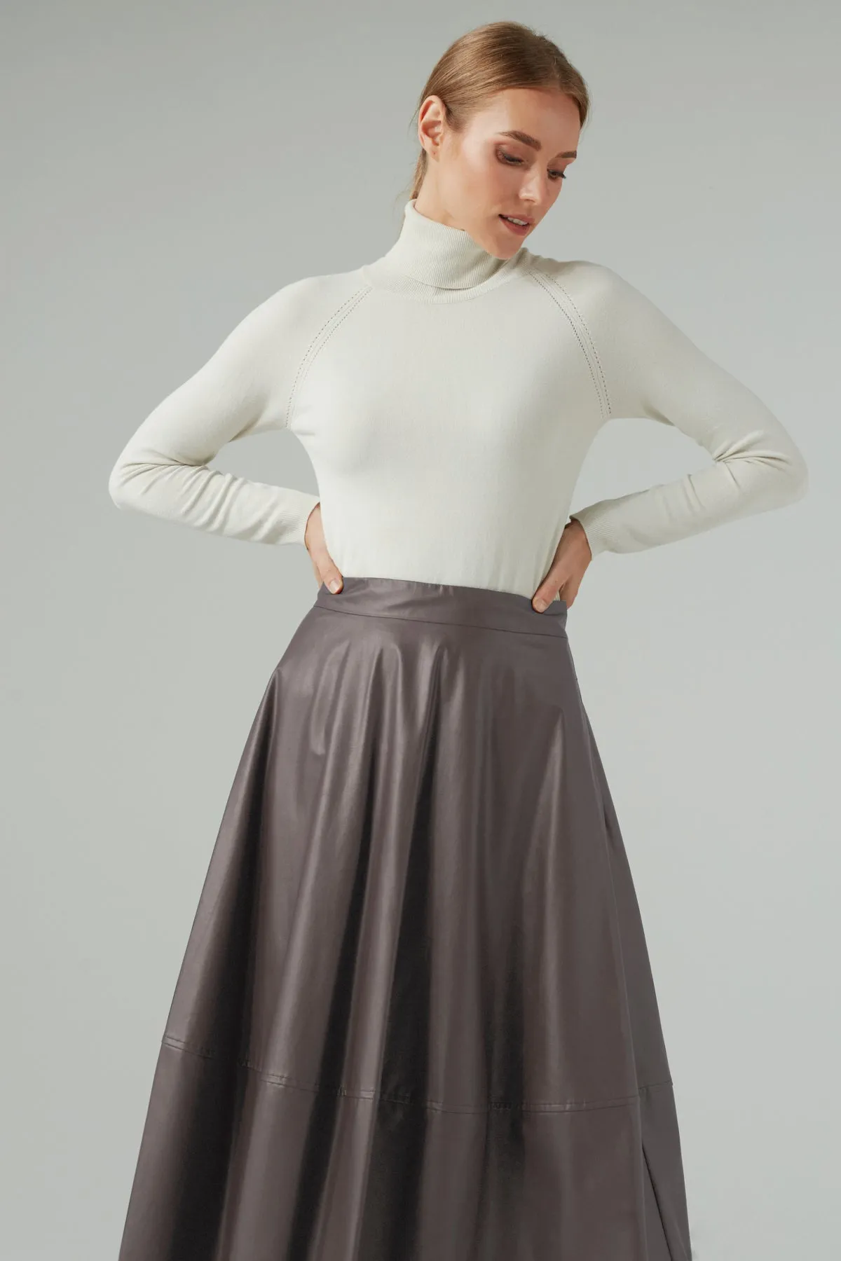 MID-CALF LENGTH STONE SKIRT