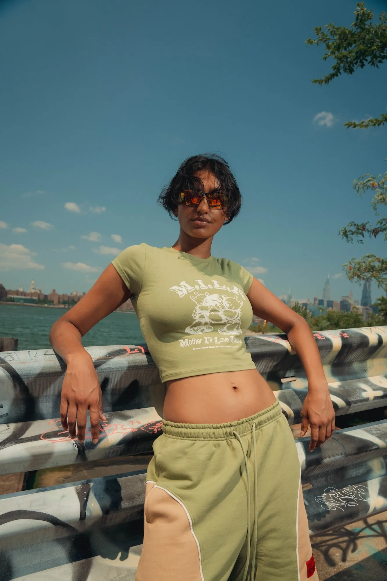 M.I.L.F. Stretch Jersey Mini Tee (Moss)