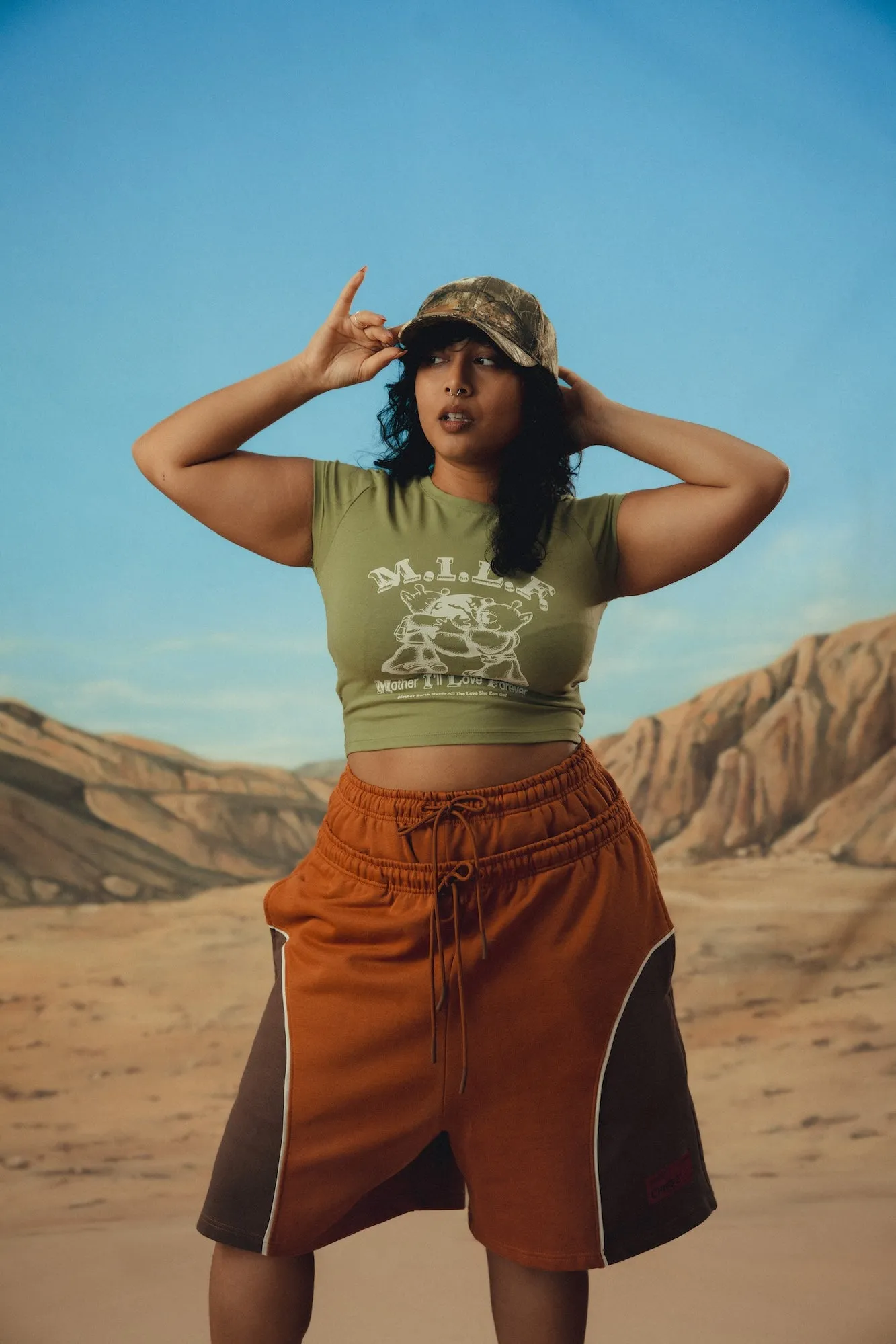 M.I.L.F. Stretch Jersey Mini Tee (Moss)