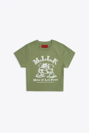 M.I.L.F. Stretch Jersey Mini Tee (Moss)