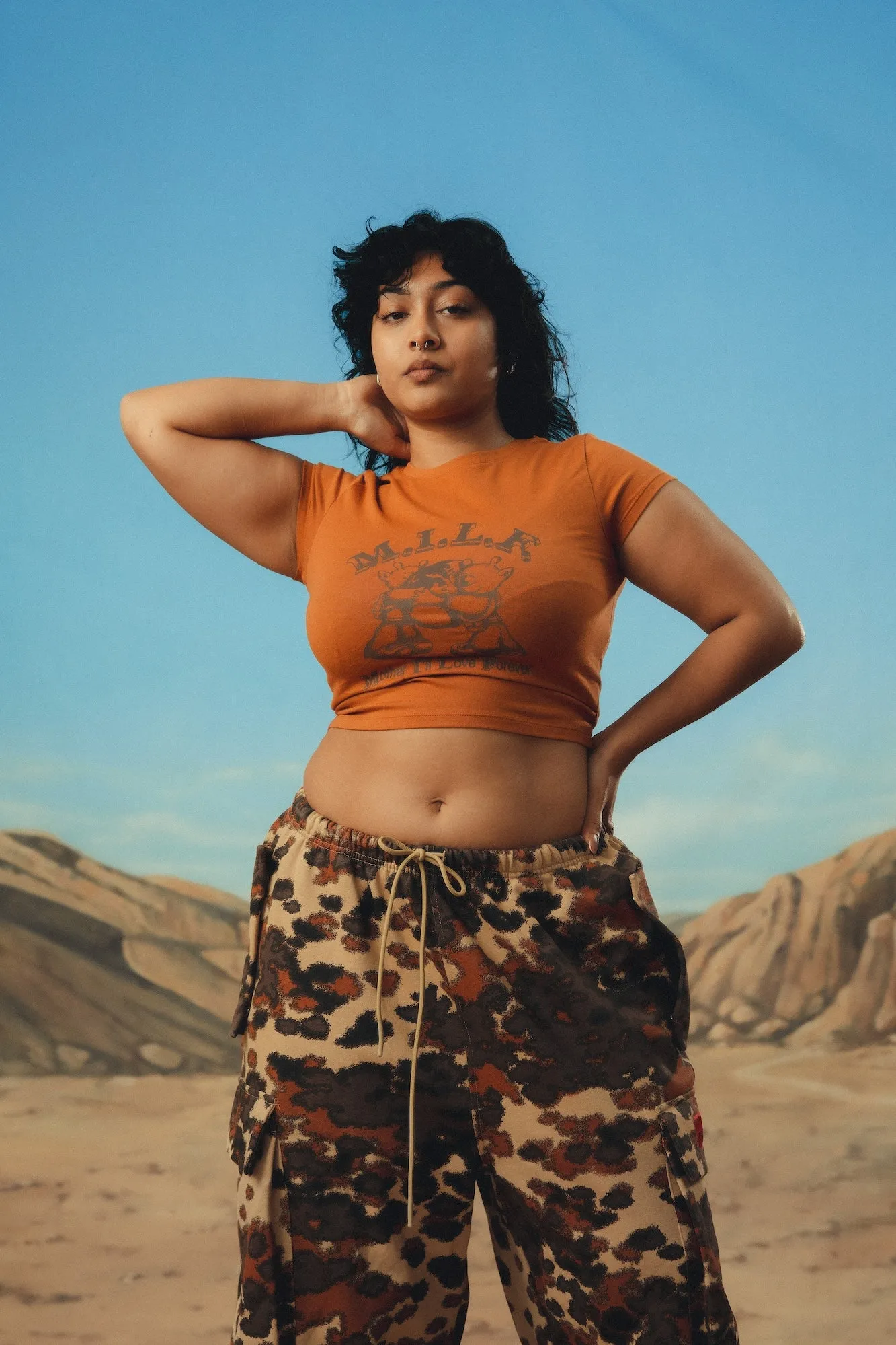 M.I.L.F. Stretch Jersey Mini Tee (Terracotta)