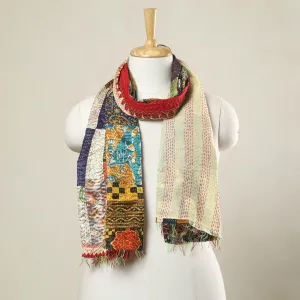 Multicolor - Bengal Kantha Embroidery Patchwork Reversible Silk Stole 06