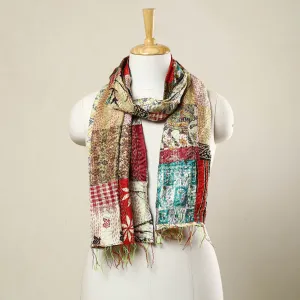 Multicolor - Bengal Kantha Embroidery Patchwork Reversible Silk Stole 66