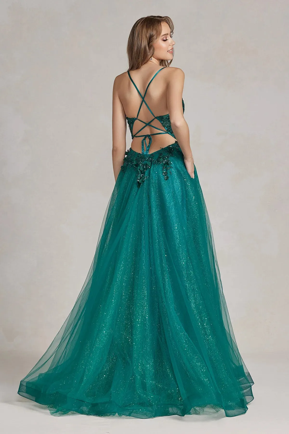 NOX ANABEL C1113 Spaghetti Strap A-Line Tulle Prom Dress