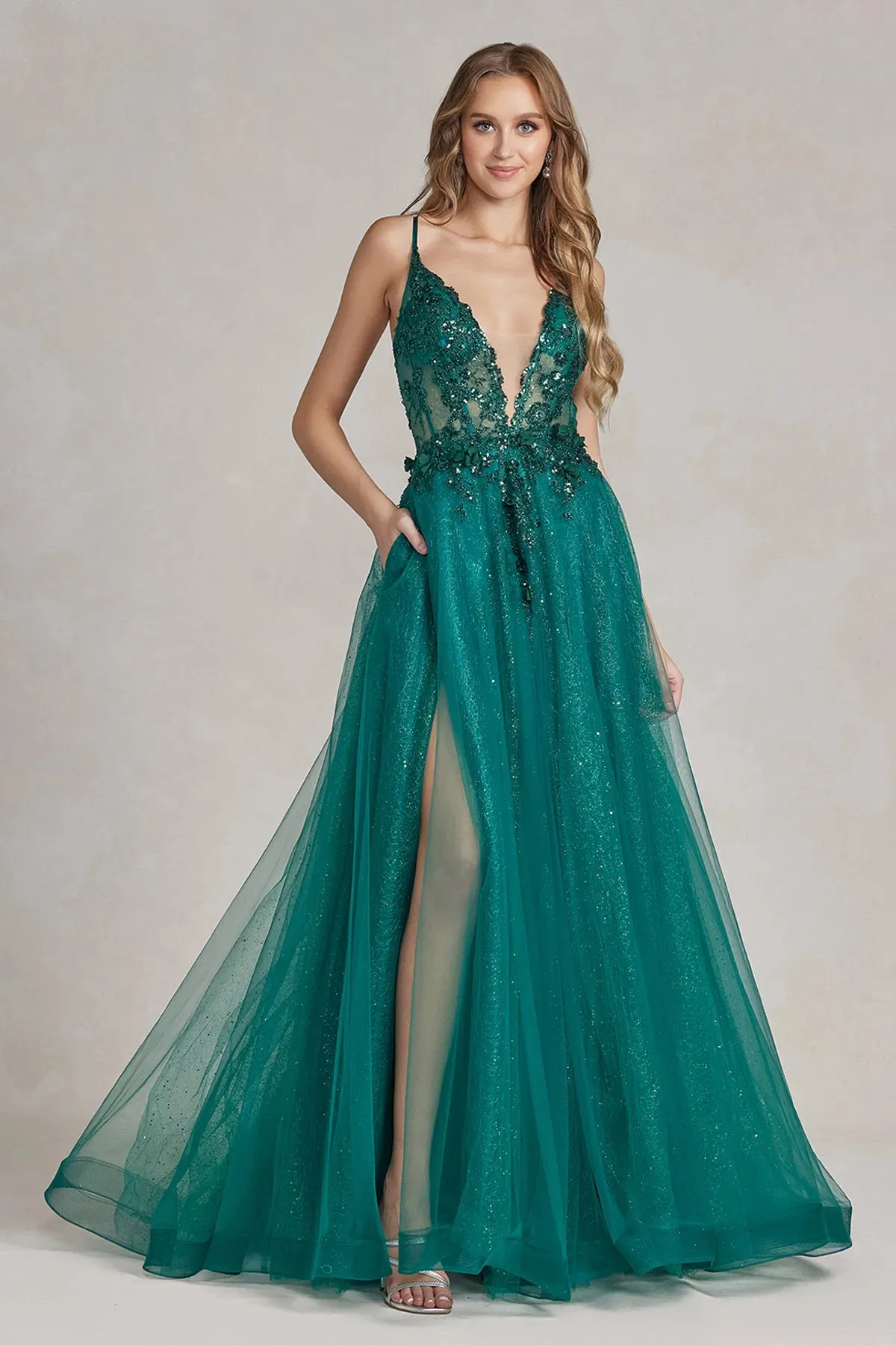 NOX ANABEL C1113 Spaghetti Strap A-Line Tulle Prom Dress