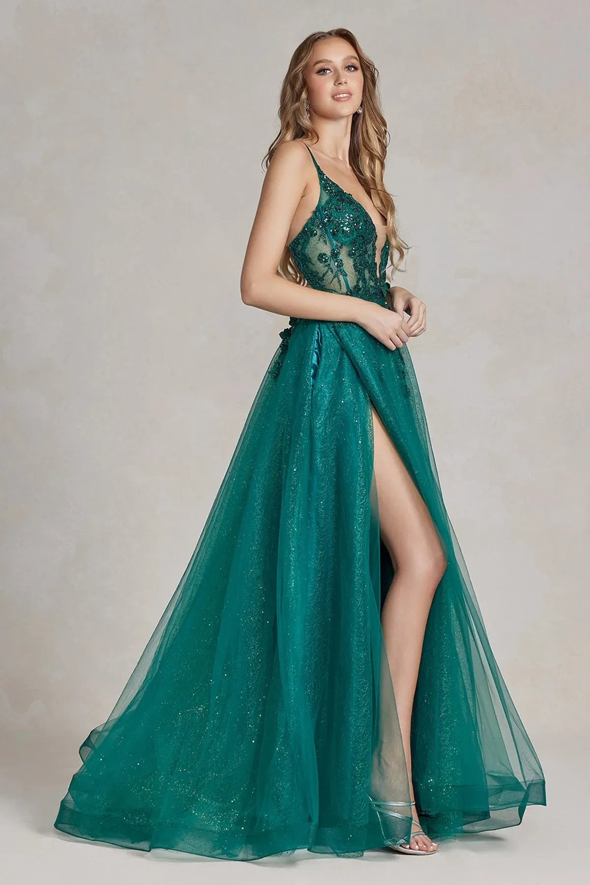 NOX ANABEL C1113 Spaghetti Strap A-Line Tulle Prom Dress