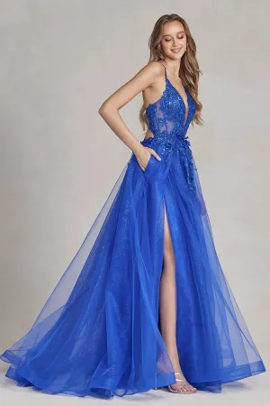 NOX ANABEL C1113 Spaghetti Strap A-Line Tulle Prom Dress