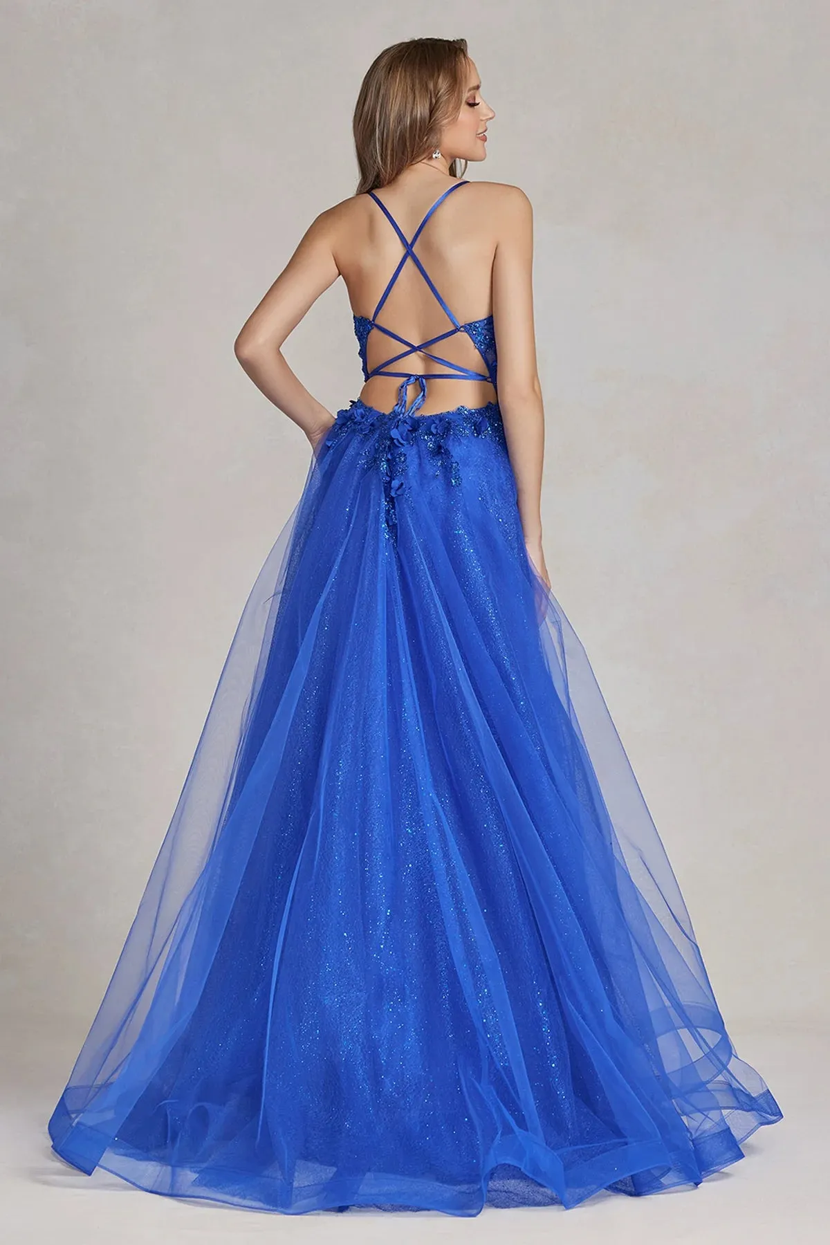 NOX ANABEL C1113 Spaghetti Strap A-Line Tulle Prom Dress
