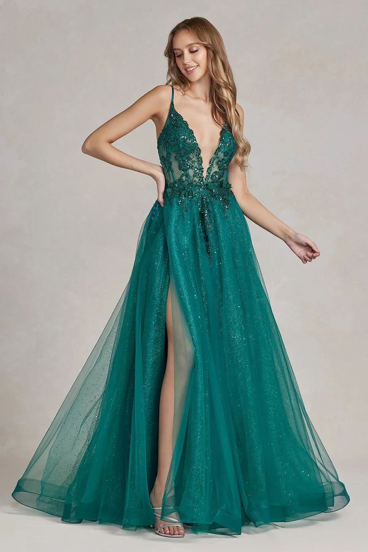 NOX ANABEL C1113 Spaghetti Strap A-Line Tulle Prom Dress