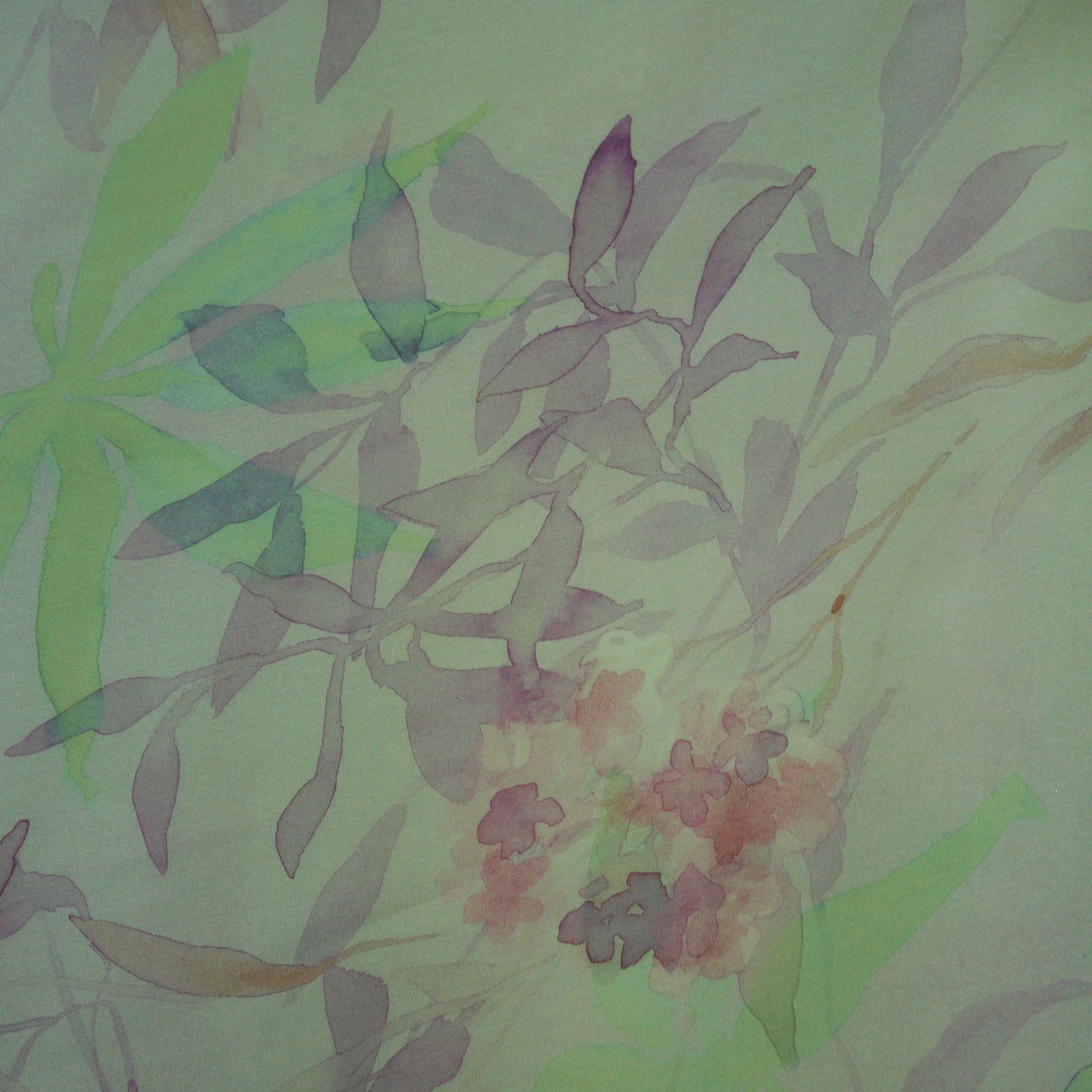 Pastel Bloom Florals Green Printed Silk Organza Fabric