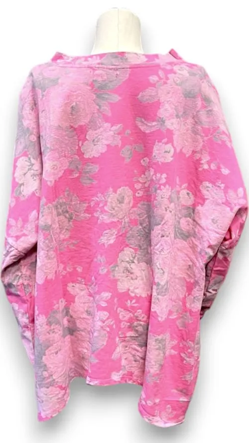 PATCHWORK COTTON SWEATER SCARLETT ROSE HOT PINK