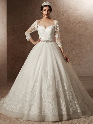 Romantic Long Sleeve Corset Wedding Dress