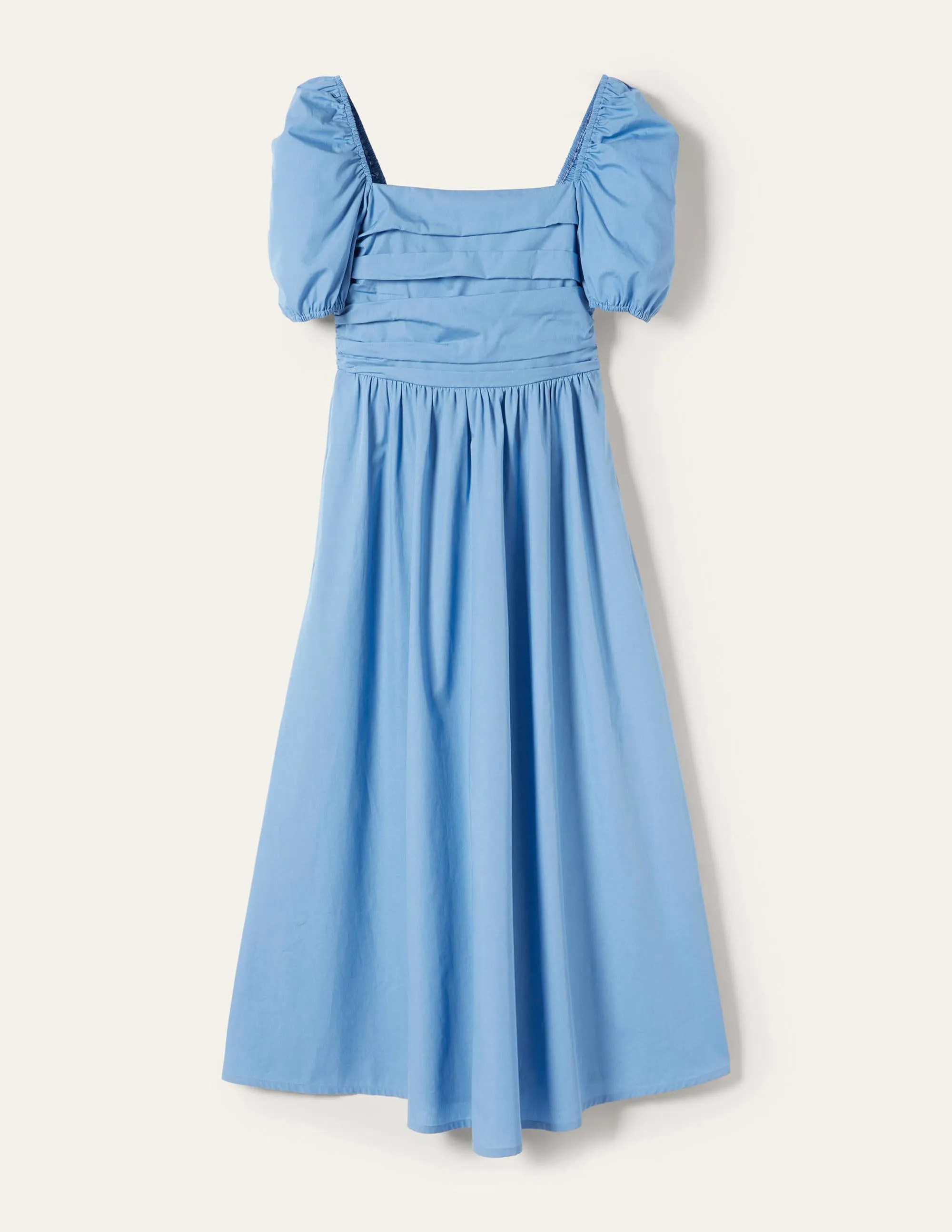 Ruched Bodice Midi Dress-Riviera Blue