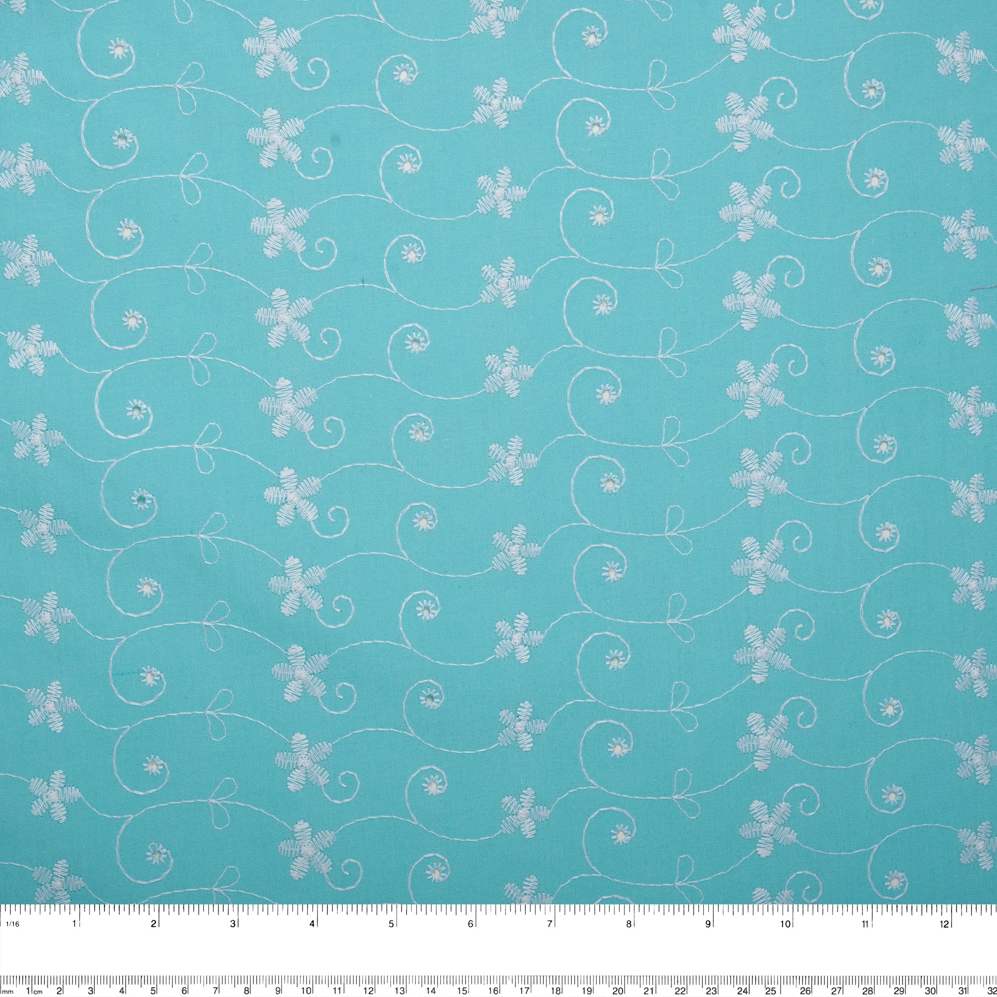 Scalloped Eyelet - Opal blue