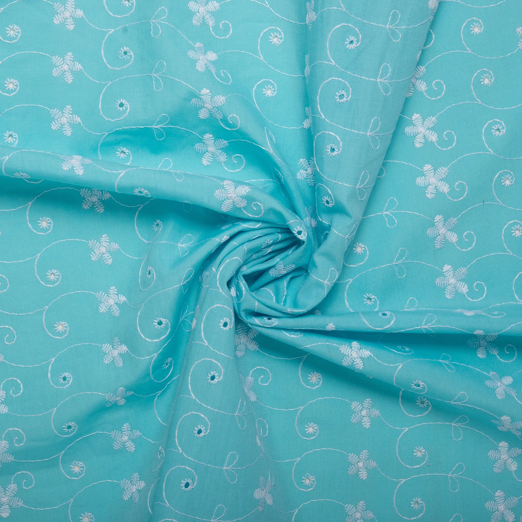Scalloped Eyelet - Opal blue