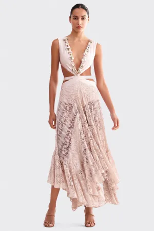 SEASHELL LYCRA PLUNGE BEACH DRESS