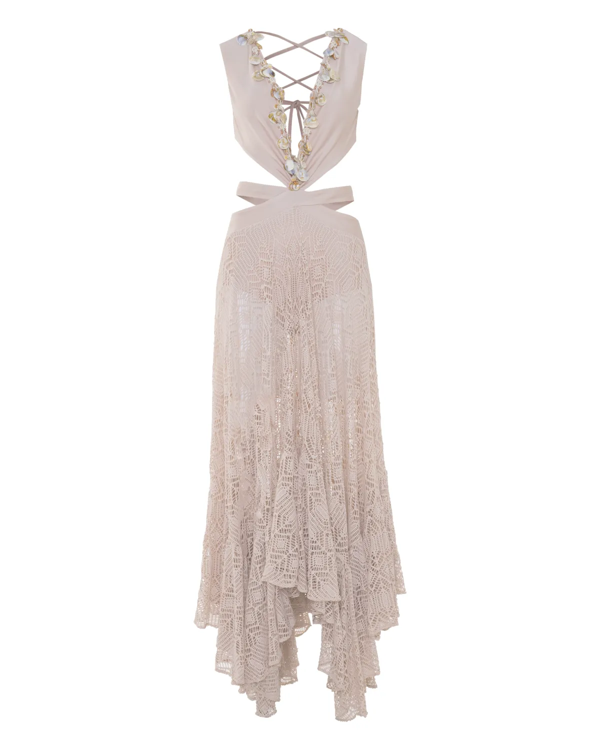 SEASHELL LYCRA PLUNGE BEACH DRESS