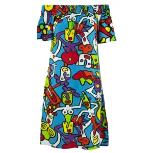 Shirred Comfy Dress - Blue Tiffy