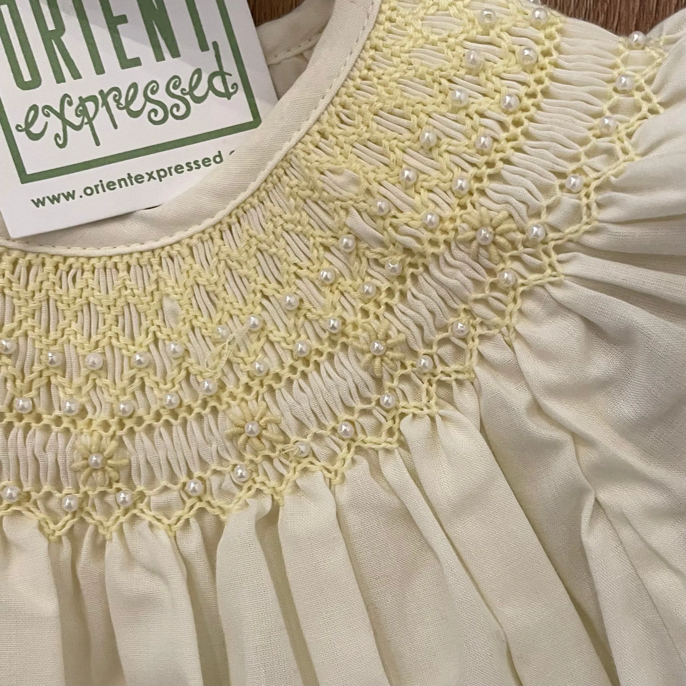 SMOCKED BISHOP DRESS SOFT YELLOW