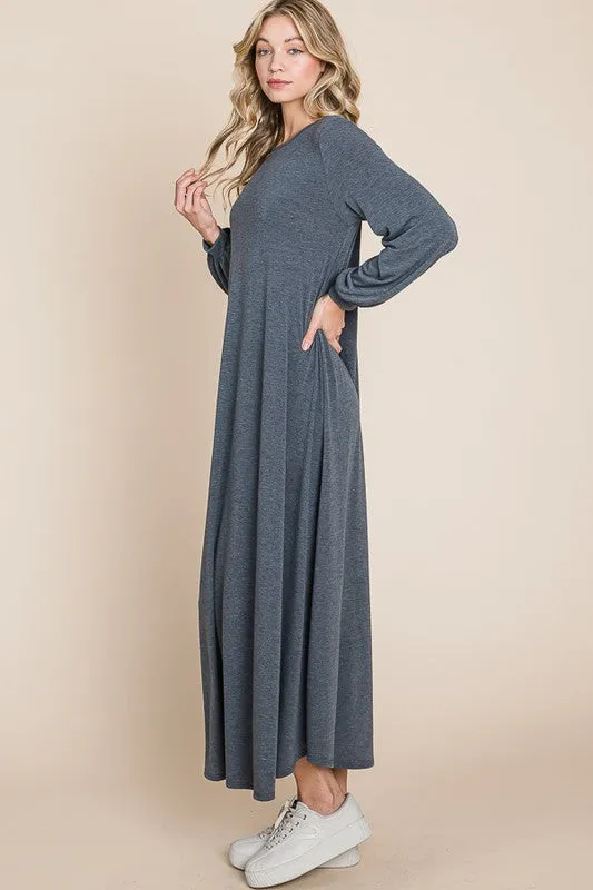 So Comfy Charcoal Maxi Dress