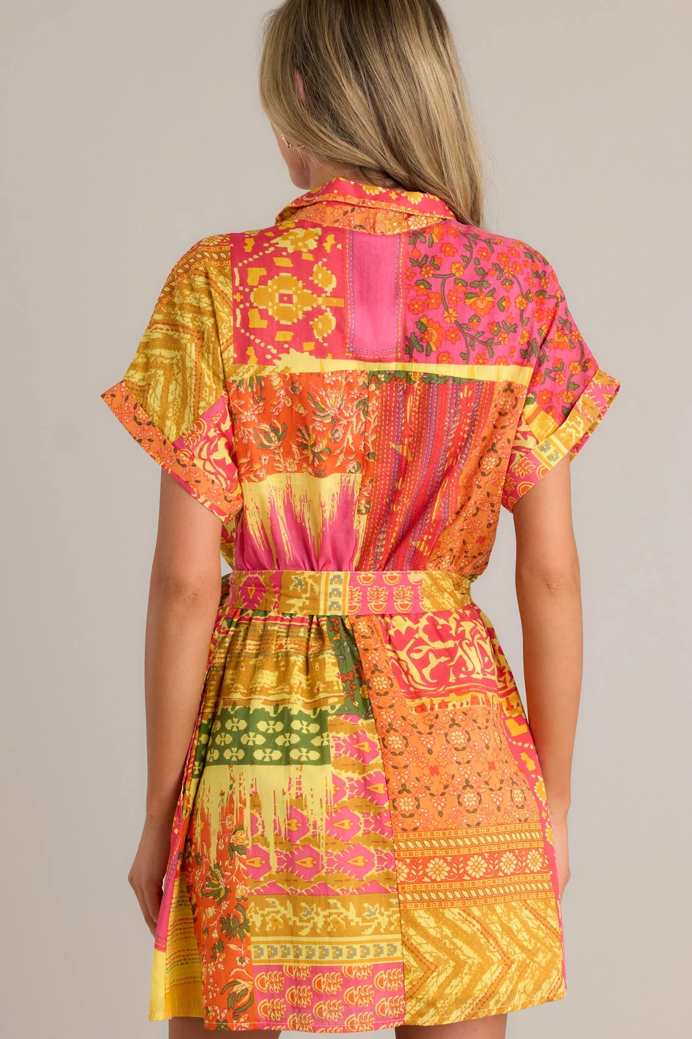 Sunset Paintings Cotton Orange Multi Mini Dress