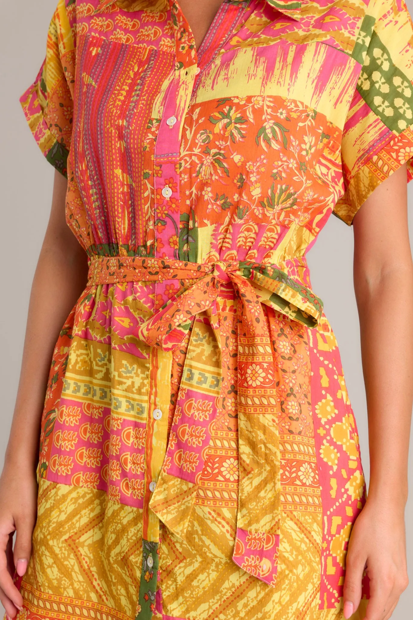 Sunset Paintings Cotton Orange Multi Mini Dress