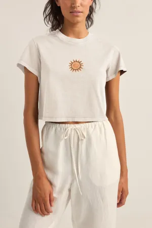 Sunshine Crop Crew Tee Vintage White