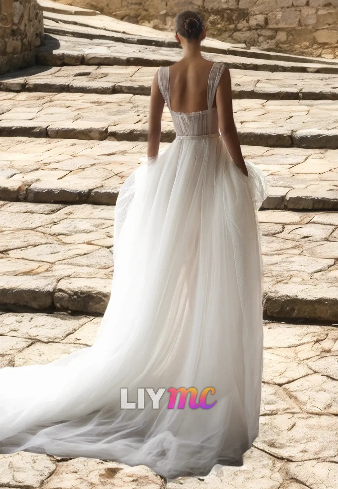 Sweetheart Straps Sleeveless Tull Ball Gown A-Line Wedding Dress