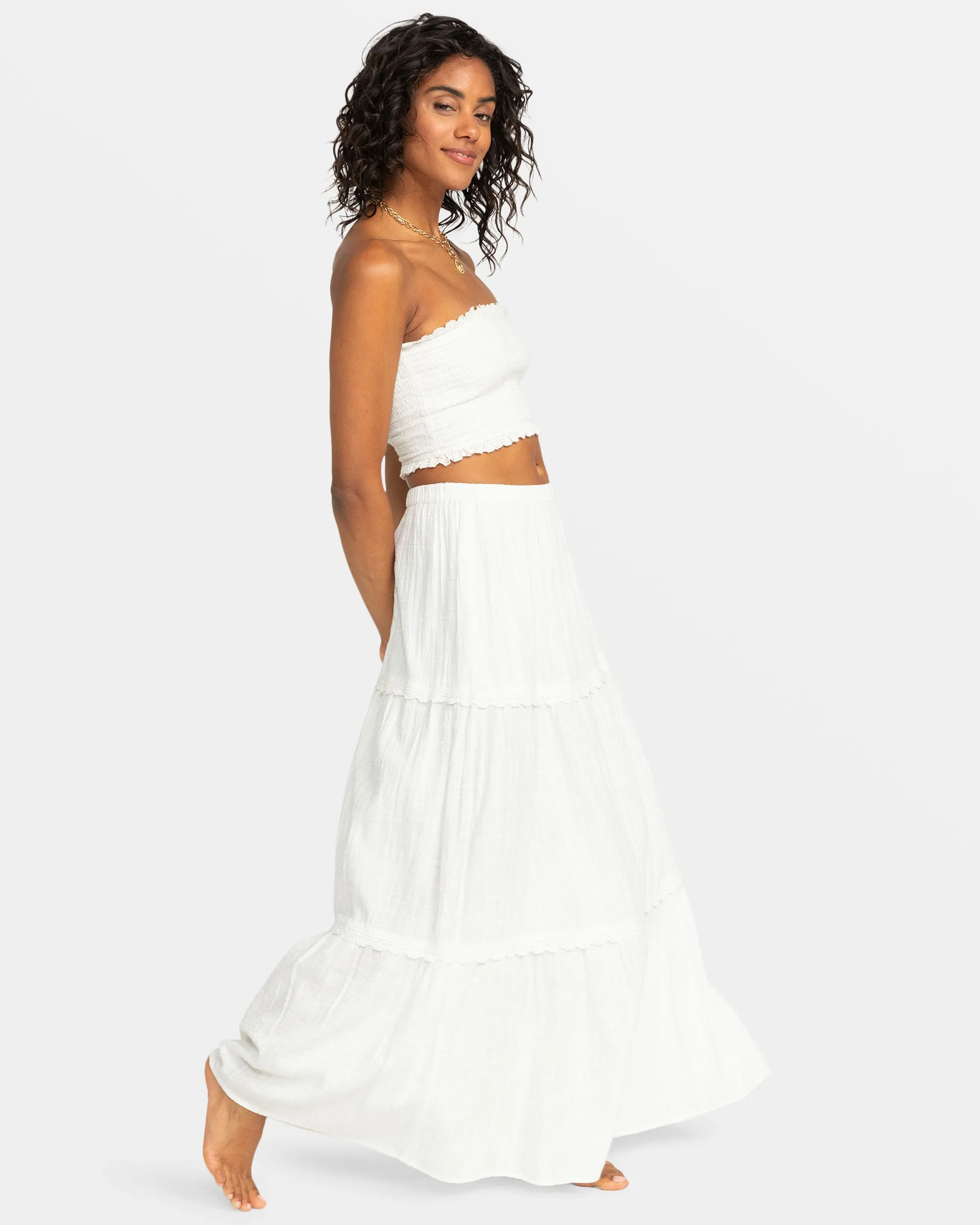 Warm Waters Eyelet Smocked Tube Top - Snow White